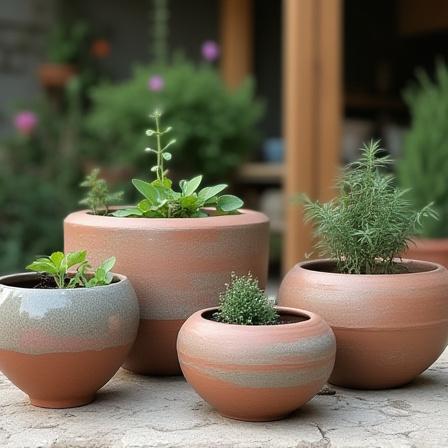 Handcrafted artisan pottery planters
